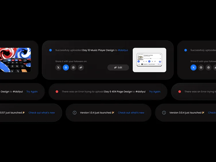 Dark themed notifications/popup messages
